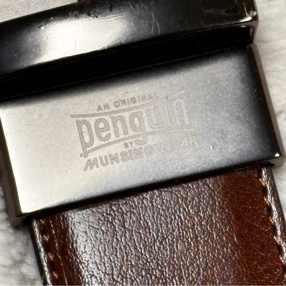 Original Penguin by Munsingwear REVERSIBLE Leather Black & Brown Belt,  size 34